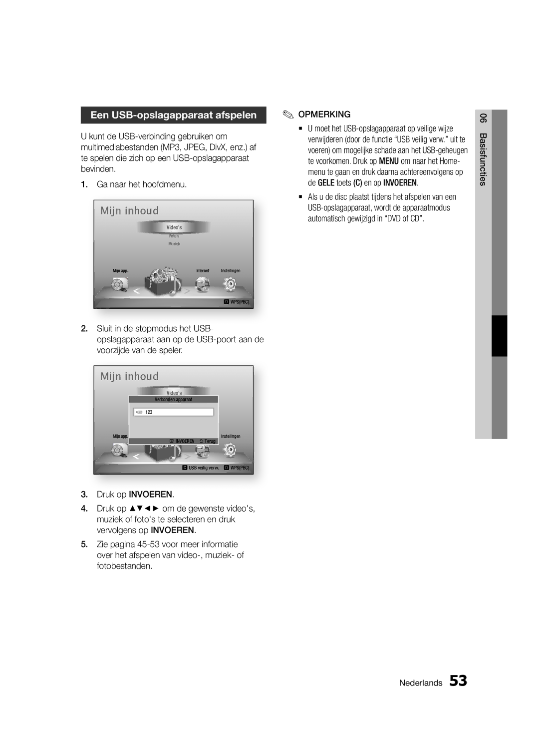 Samsung BD-D7000/XE, BD-D7000/XN, BD-D7000/EN, BD-D7000/ZF manual Een USB-opslagapparaat afspelen 