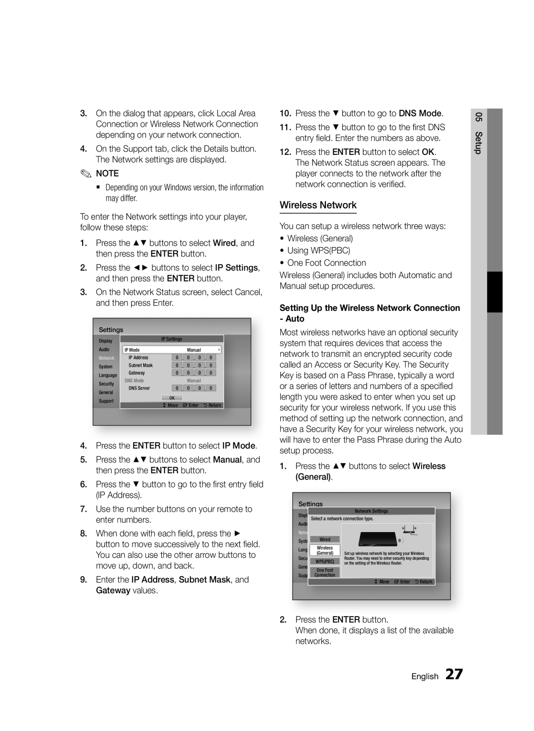 Samsung BD-D7000/EN, BD-D7000/XN, BD-D7000/ZF, BD-D7000/XE manual Setting Up the Wireless Network Connection Auto 