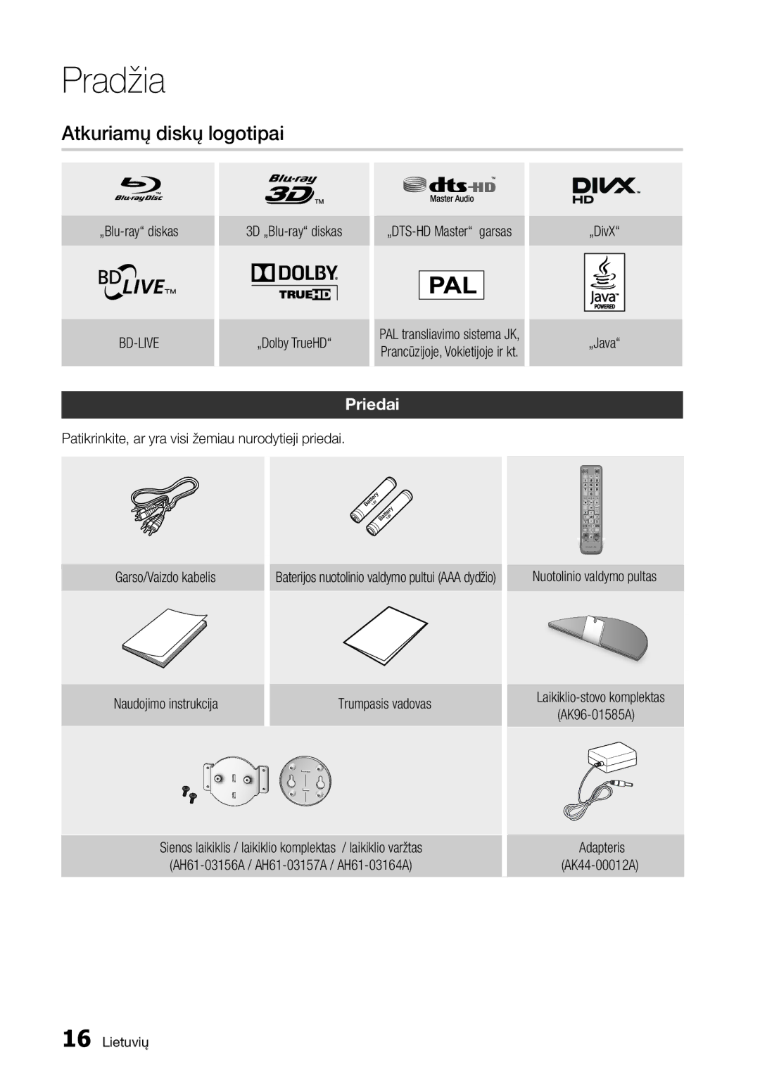 Samsung BD-D7500/EN manual Atkuriamų diskų logotipai, Priedai, „Dolby TrueHD, „Java 