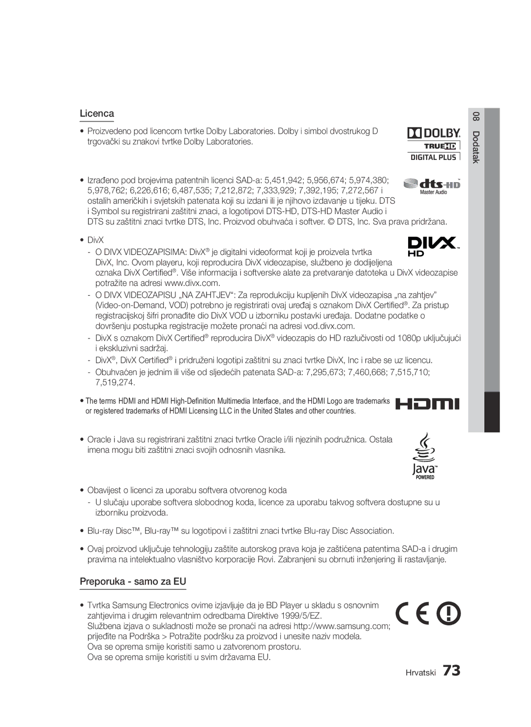 Samsung BD-D7500/EN manual Preporuka samo za EU, 519,274 