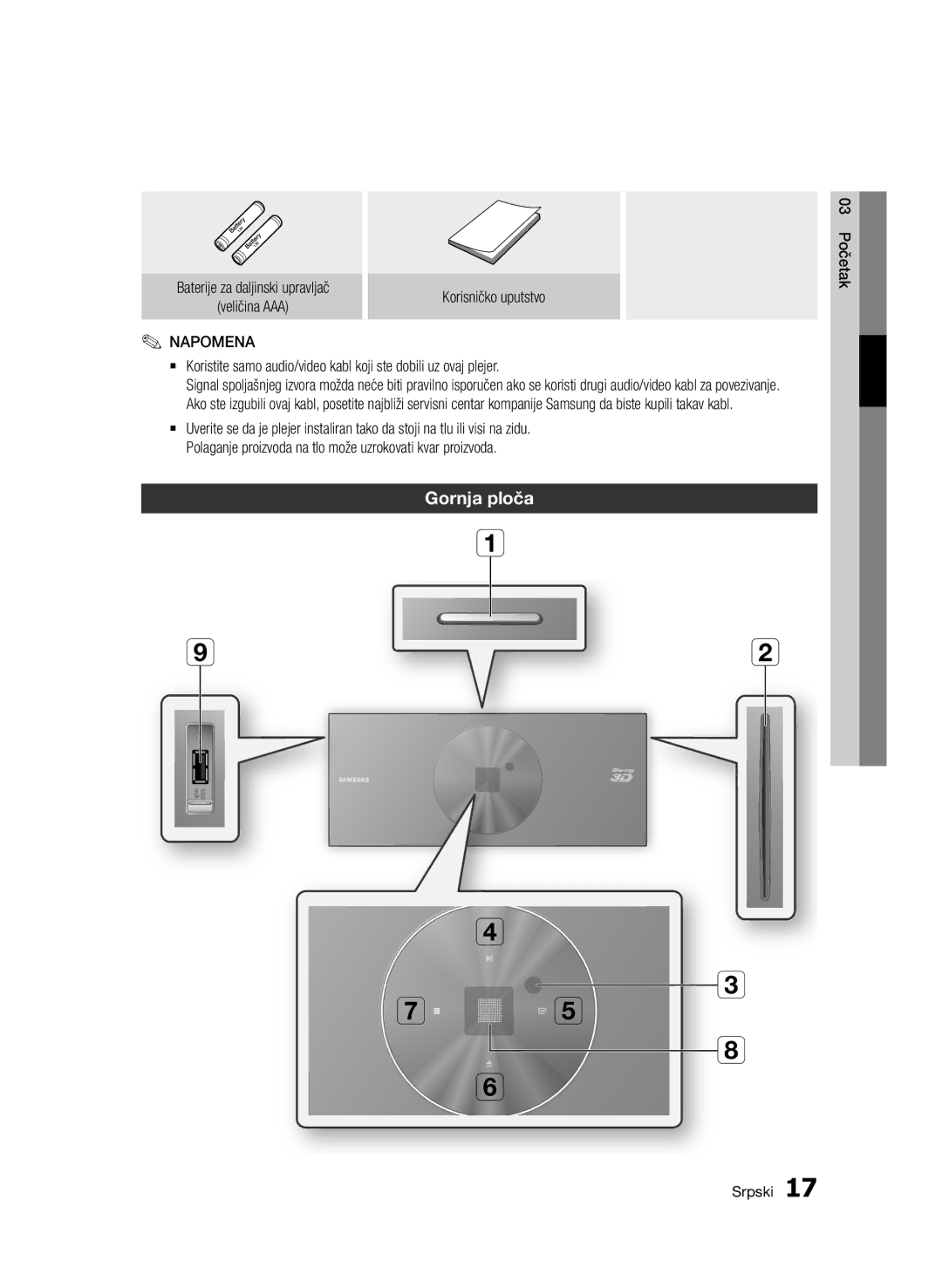 Samsung BD-D7500/EN manual Gornja ploča 