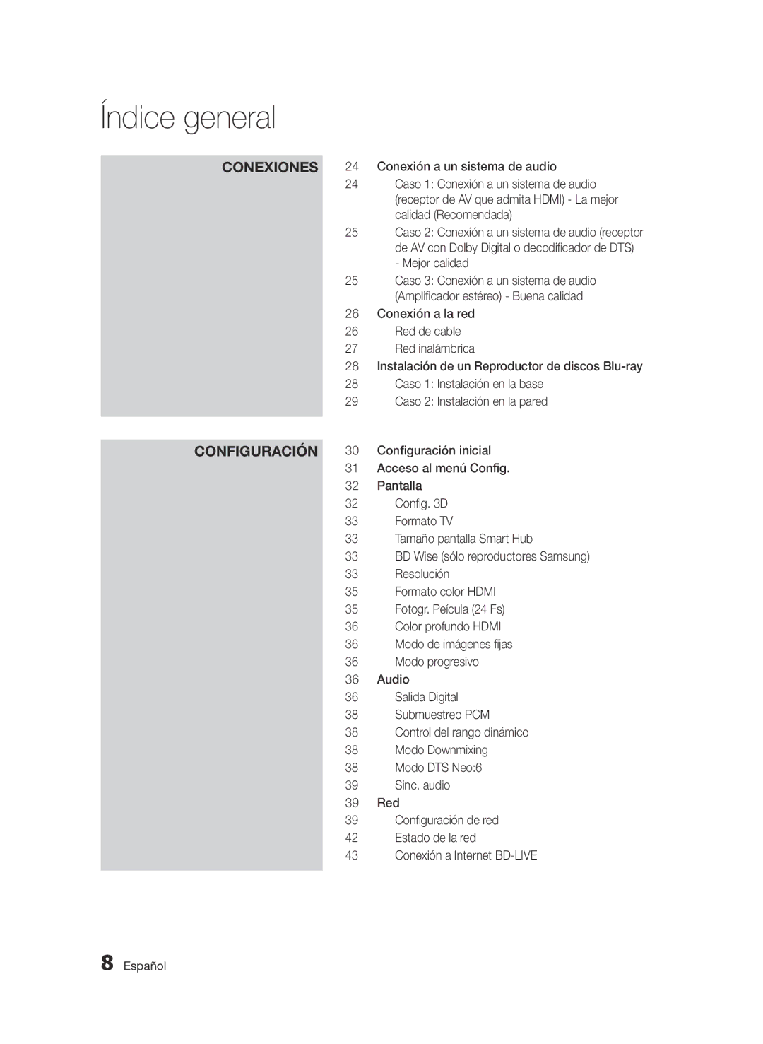 Samsung BD-D7500/XN, BD-D7500/ZF, BD-D7500B/ZF, BD-D7500/EN, BD-D7500E/ZF manual Configuración 