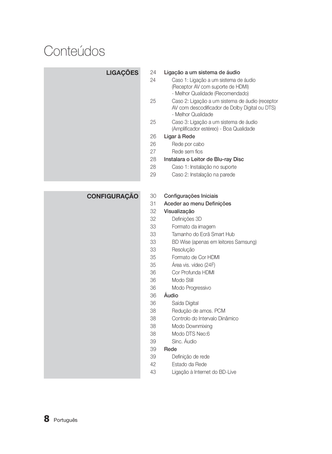 Samsung BD-D7500/ZF manual Ligações Configuração, Ligação a um sistema de áudio, Melhor Qualidade Recomendado, Modo Still 