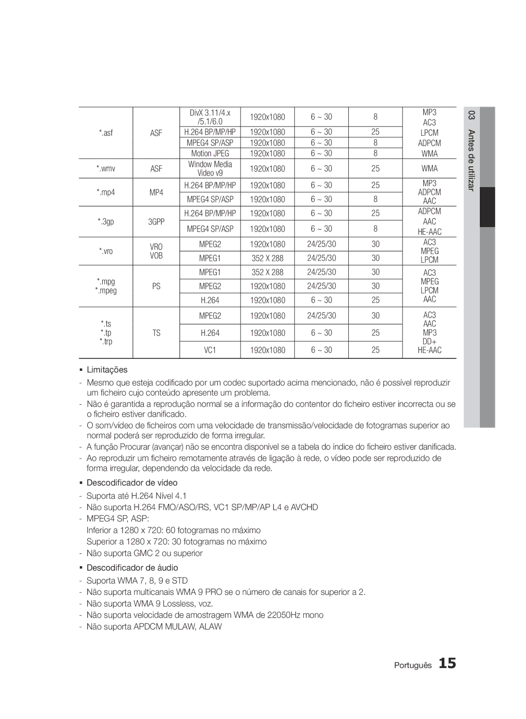 Samsung BD-D7500/EN, BD-D7500/XN, BD-D7500/ZF, BD-D7500B/ZF, BD-D7500E/ZF manual Asf, Vob 