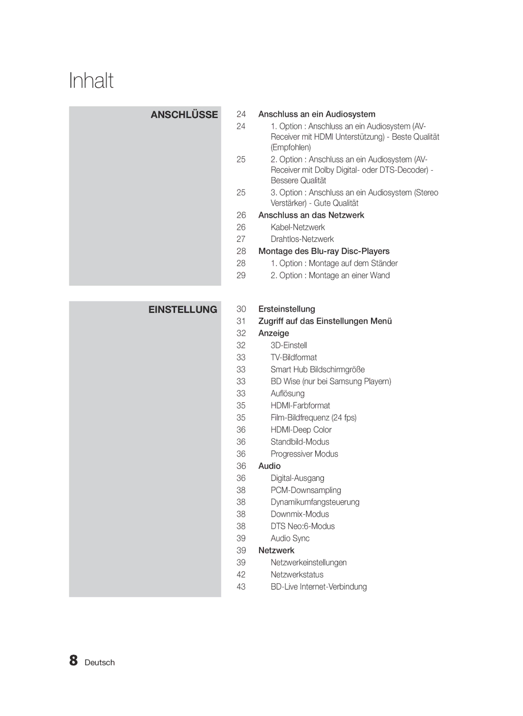 Samsung BD-D7509/ZG manual Einstellung 