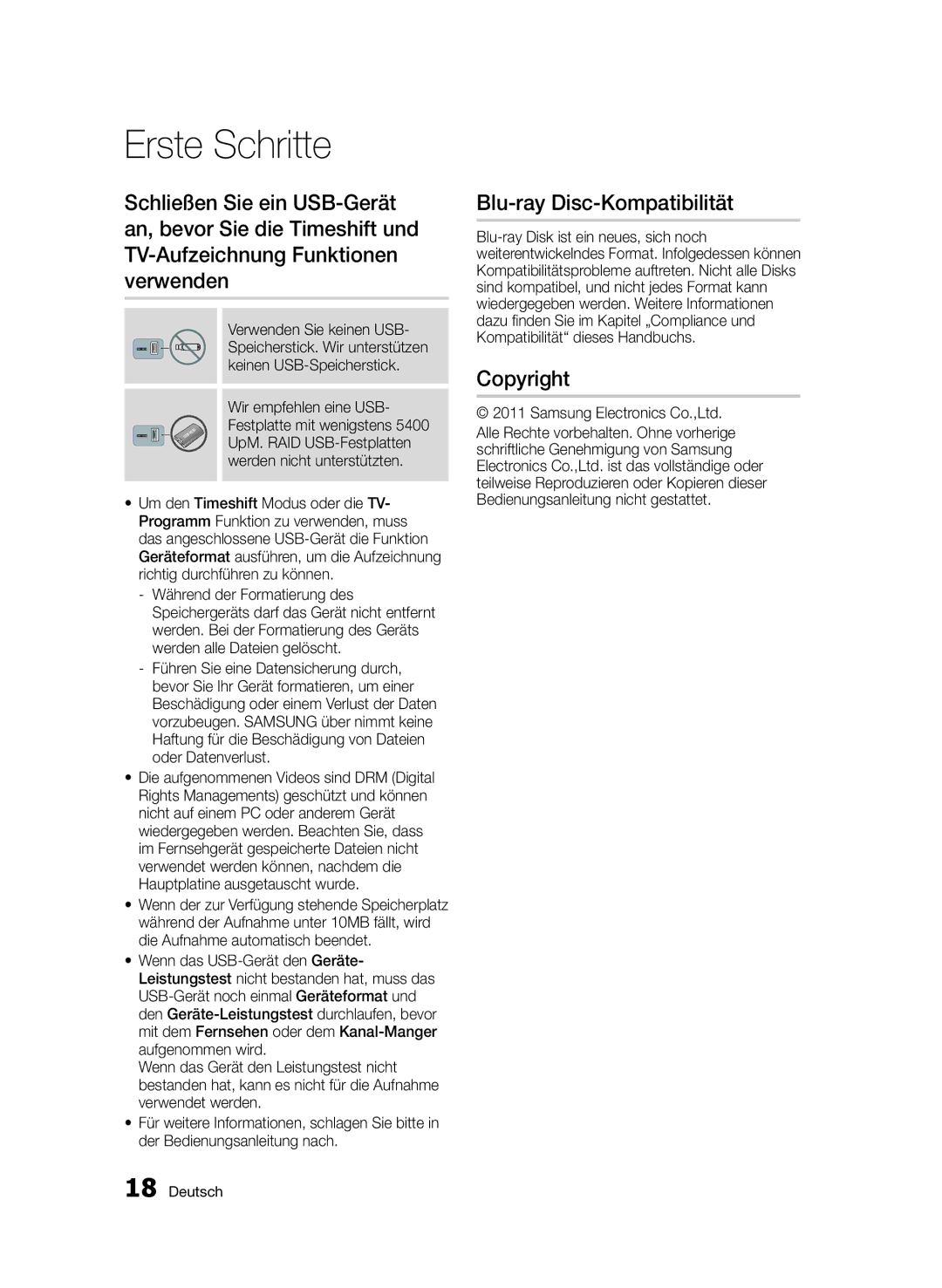 Samsung BD-D8200S/ZG, BD-D8509S/ZG manual Blu-ray Disc-Kompatibilität, Copyright 