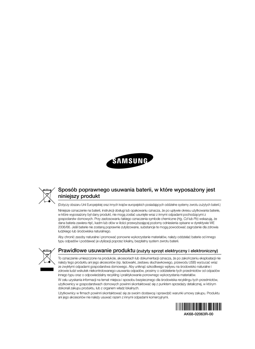 Samsung BD-D8200/EN, BD-D8500/EN, BD-D8500/XN, BD-D8200/XN, BD-D8200/ZF, BD-D8500/ZF manual AK68-02063R-00 