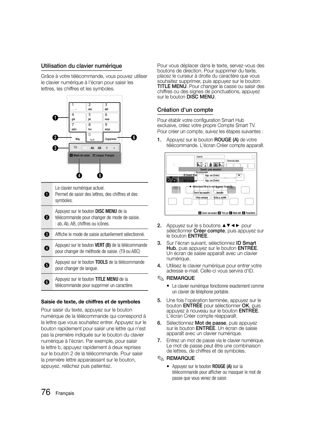 Samsung BD-D8500/XN, BD-D8500/EN, BD-D8200/EN manual Services réseau, Utilisation du clavier numérique, Création dun compte 