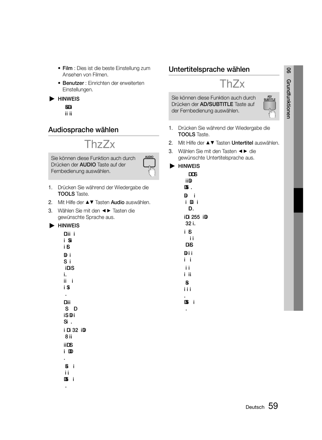 Samsung BD-D8500/EN, BD-D8500/XN, BD-D8200/EN, BD-D8200/XN, BD-D8200/ZF manual Audiosprache wählen, Untertitelsprache wählen 