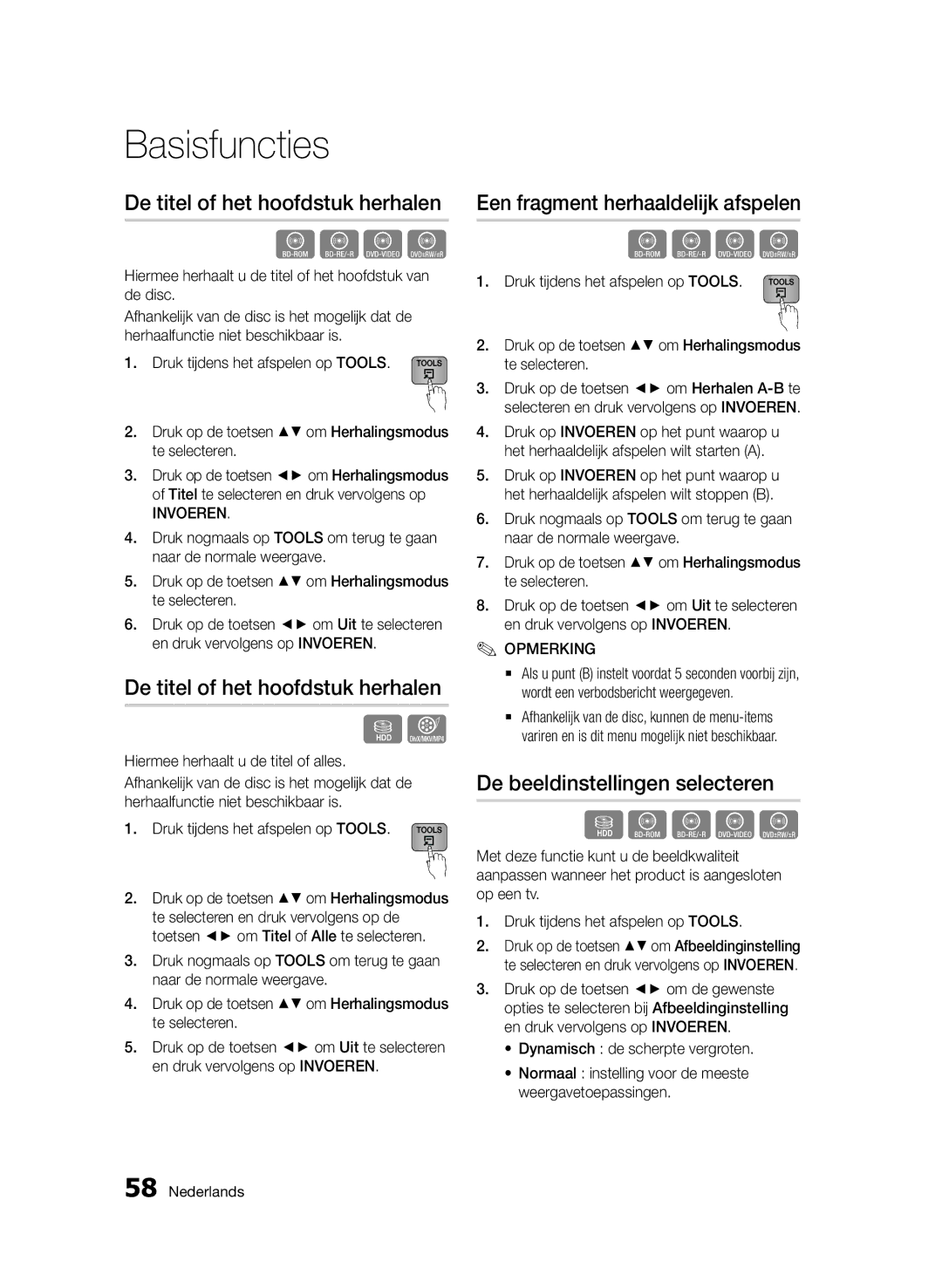 Samsung BD-D8200/XN, BD-D8500/EN, BD-D8500/XN manual De titel of het hoofdstuk herhalen, Een fragment herhaaldelijk afspelen 