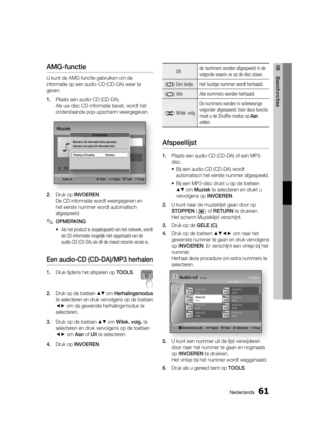 Samsung BD-D8500/EN, BD-D8500/XN, BD-D8200/EN, BD-D8200/XN, BD-D8200/ZF, BD-D8500/ZF manual AMG-functie, Afspeellijst 