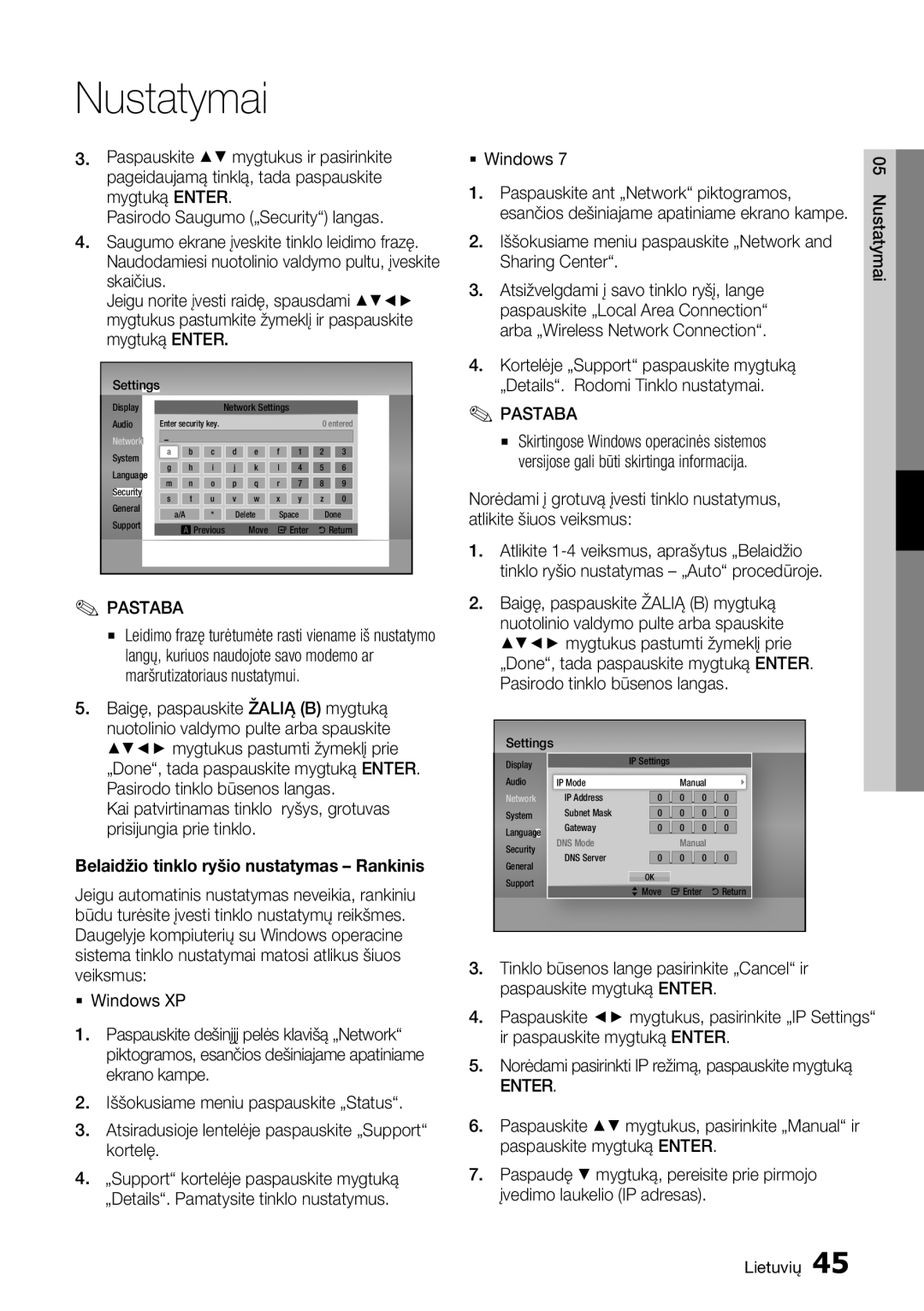 Samsung BD-D8500/EN manual  Windows Paspauskite ant „Network piktogramos, Esančios dešiniajame apatiniame ekrano kampe 