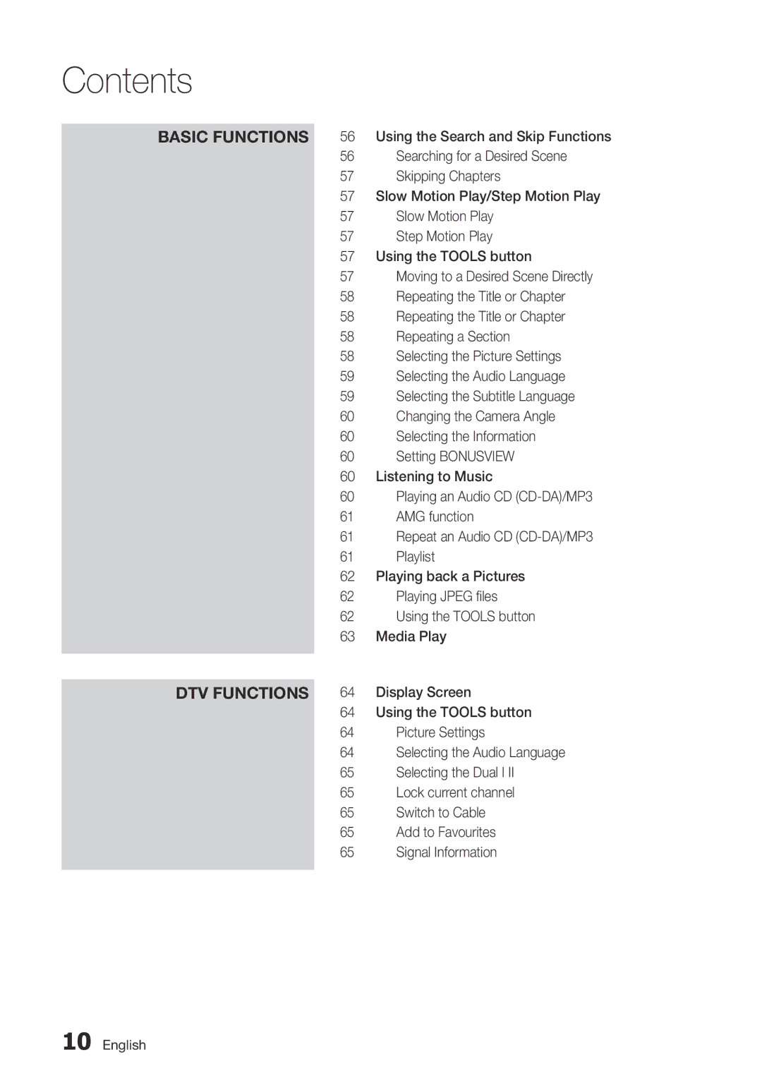 Samsung BD-D8500M/XU Picture Settings, Selecting the Dual I, Lock current channel, Switch to Cable, Add to Favourites 