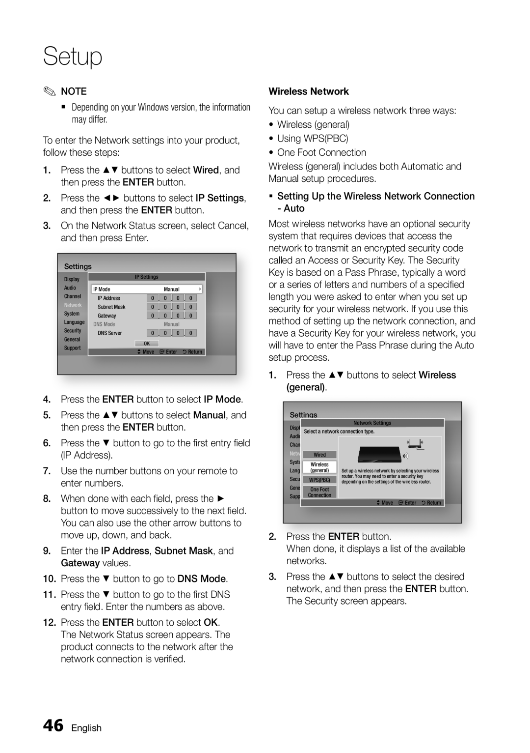 Samsung BD-D8500M/XU manual Wireless Network 