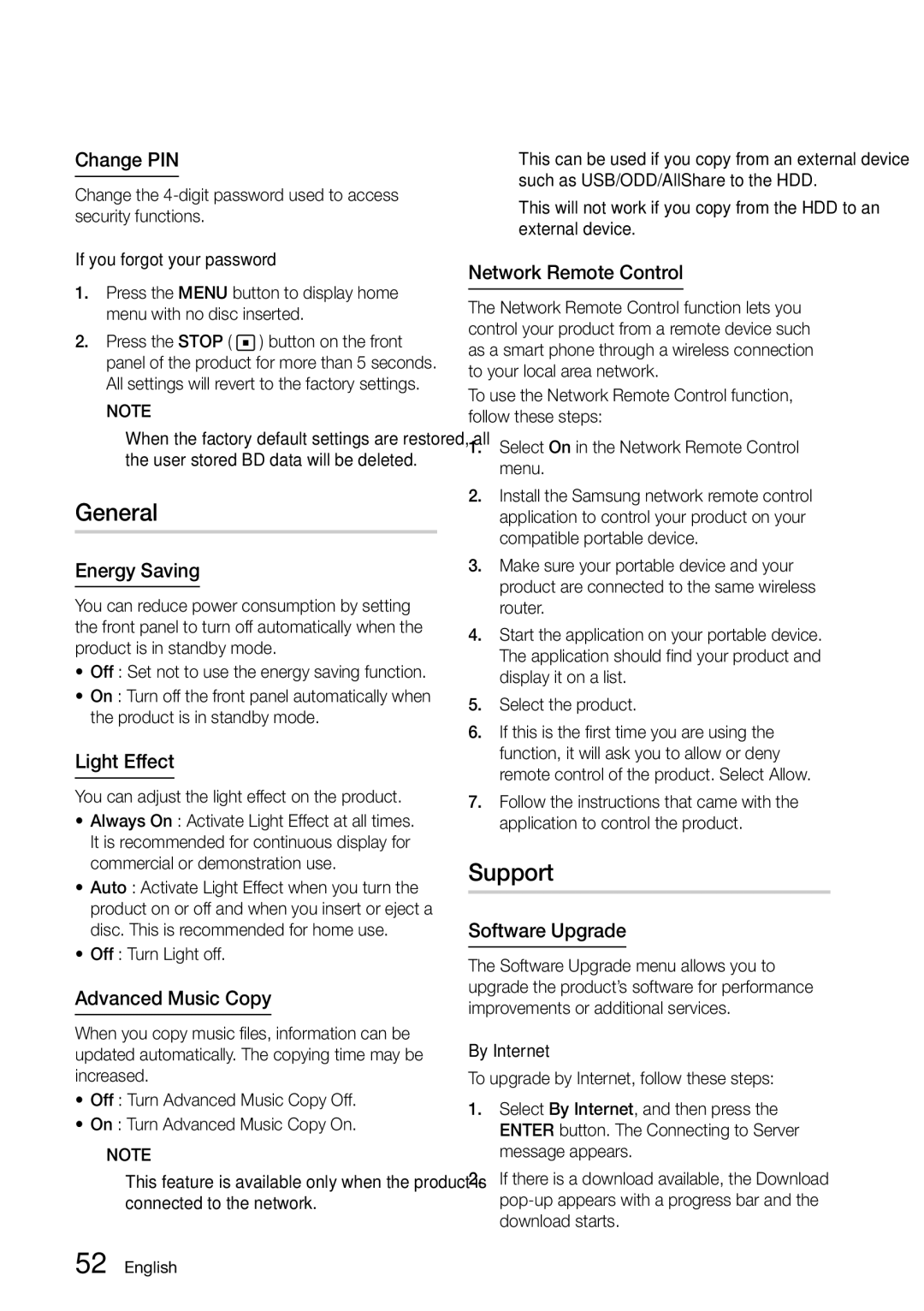 Samsung BD-D8500M/XU manual General, Support 