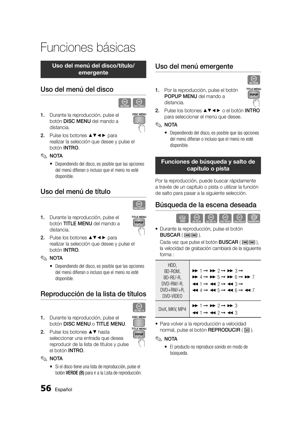 Samsung BD-D8900/ZF manual Uso del menú del disco, Uso del menú de título, Reproducción de la lista de títulos 