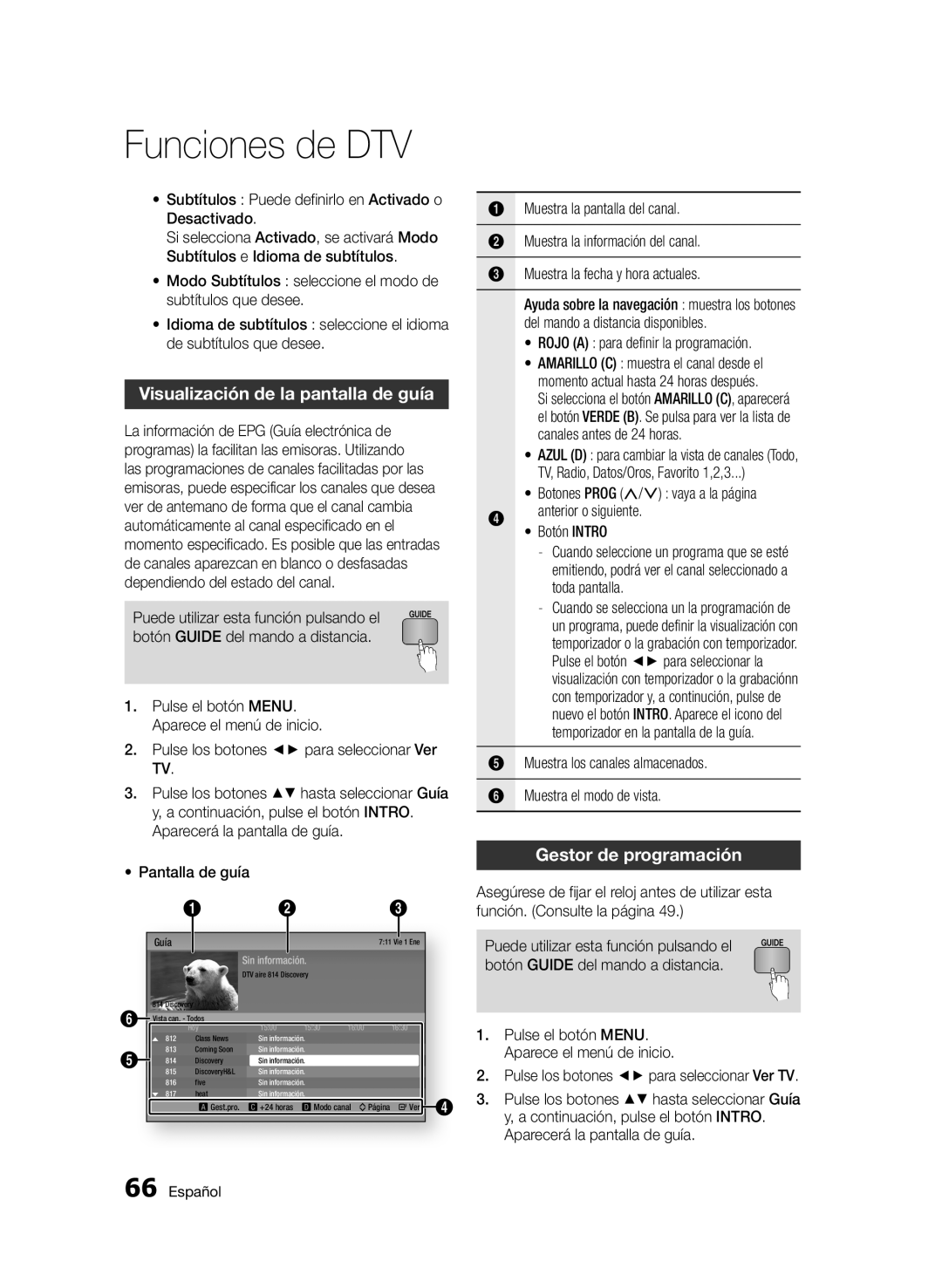 Samsung BD-D8900/ZF Visualización de la pantalla de guía, Gestor de programación, Rojo a para definir la programación 