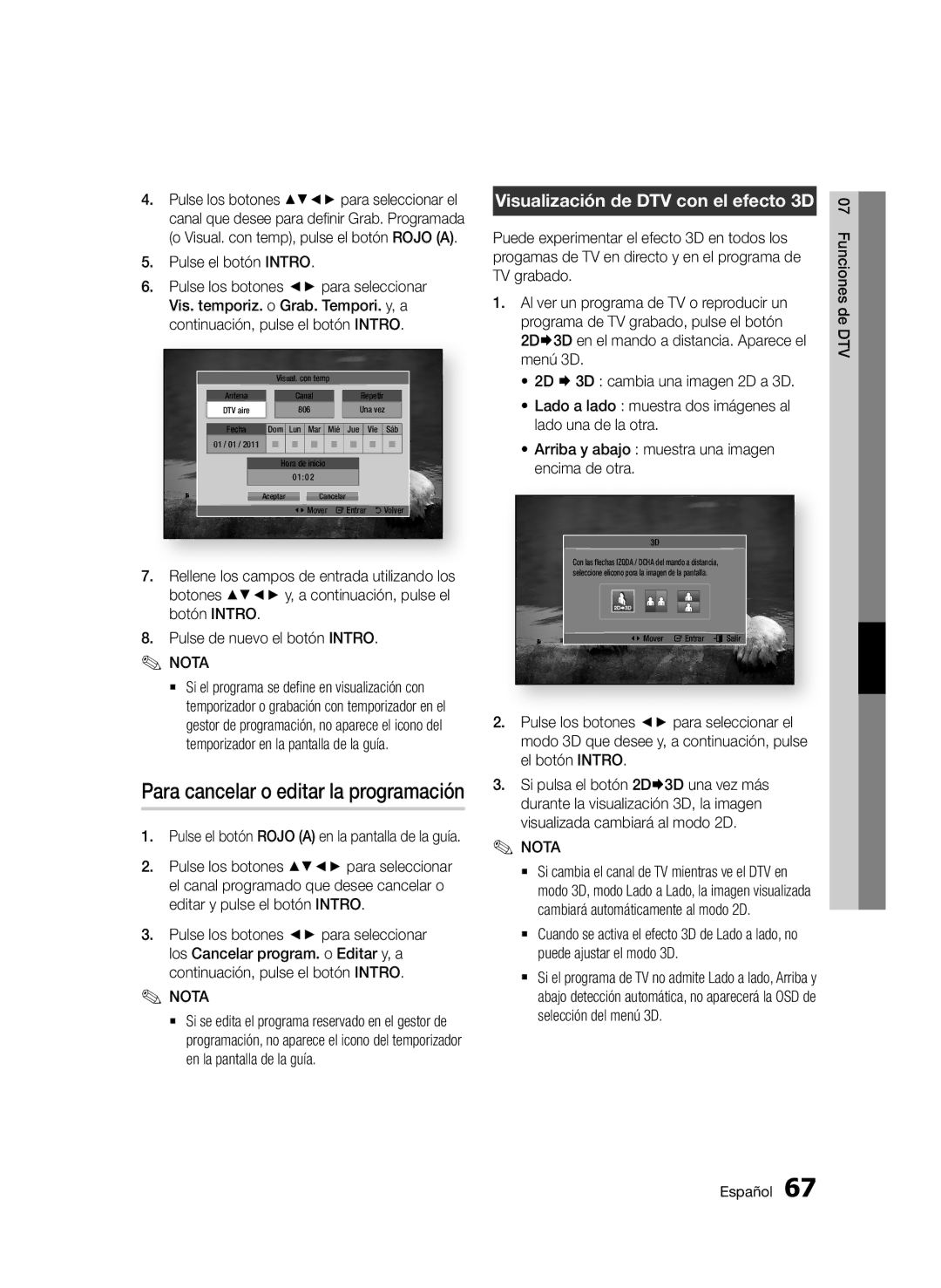 Samsung BD-D8900/ZF manual Visualización de DTV con el efecto 3D, Puede experimentar el efecto 3D en todos los, Menú 3D 