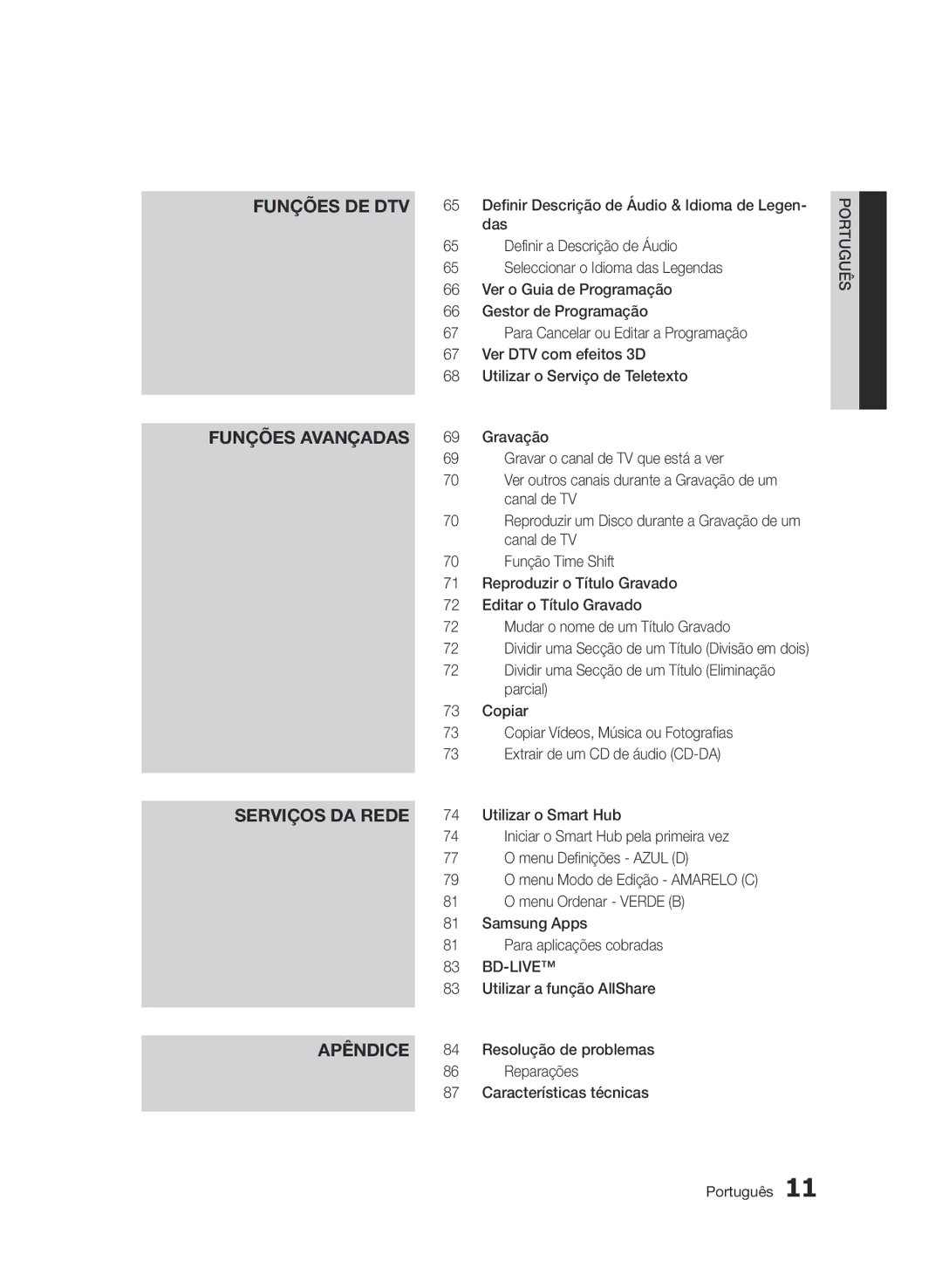 Samsung BD-D8900/ZF Das, Definir a Descrição de Áudio, Ver o Guia de Programação, Gestor de Programação, Gravação, Parcial 