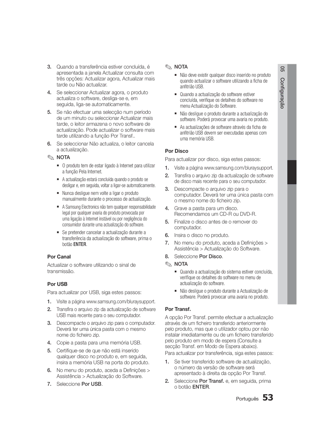 Samsung BD-D8900/ZF manual Por Transf 