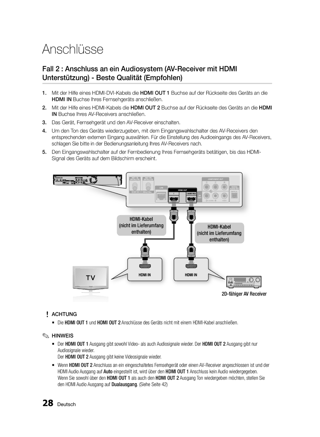 Samsung BD-D8909S/ZG manual Anschlüsse 