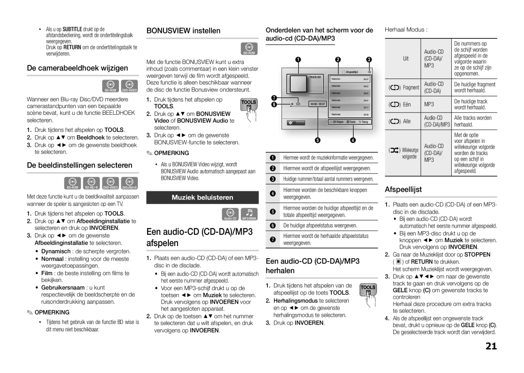 Samsung BD-E5300/TK manual De camerabeeldhoek wijzigen, De beeldinstellingen selecteren, Bonusview instellen, Afspeellijst 