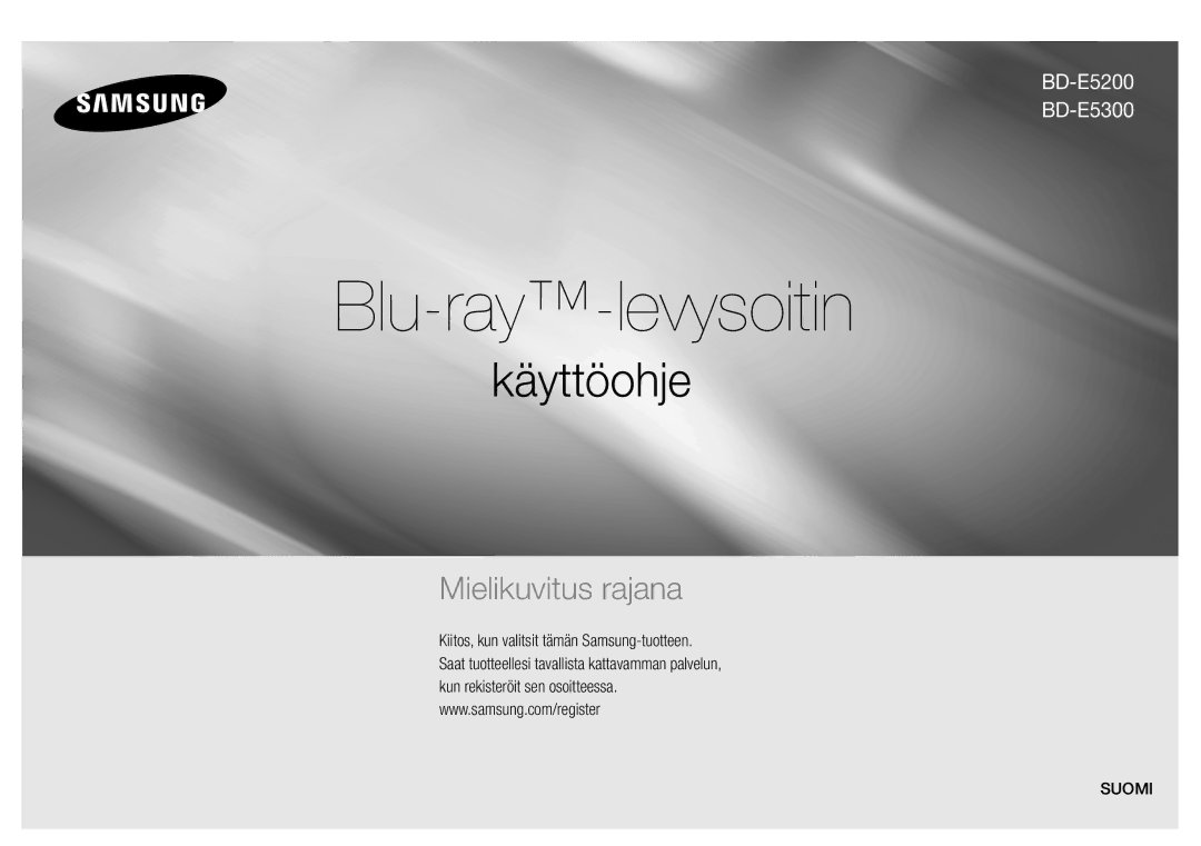 Samsung BD-E5300/XE manual Blu-ray-levysoitin, Suomi 