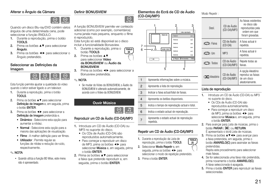 Samsung BD-E5300/ZN, BD-E5300/ZF manual Ouvir Música 