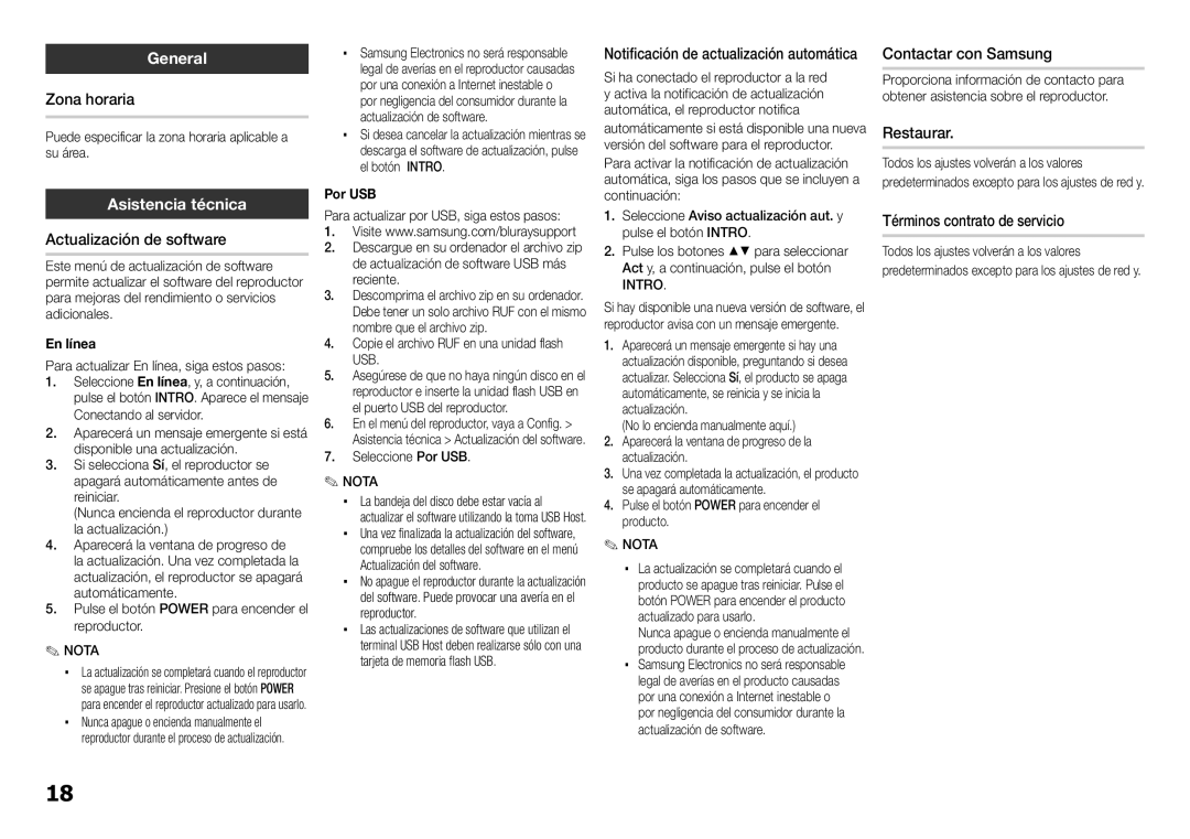 Samsung BD-E5300/ZF, BD-E5300/ZN manual General, Asistencia técnica 