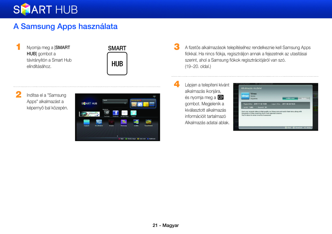 Samsung BD-ES5000/EN, BD-E5500/EN, BD-E5500/XE, BD-ES5000/XE manual Samsung Apps használata 