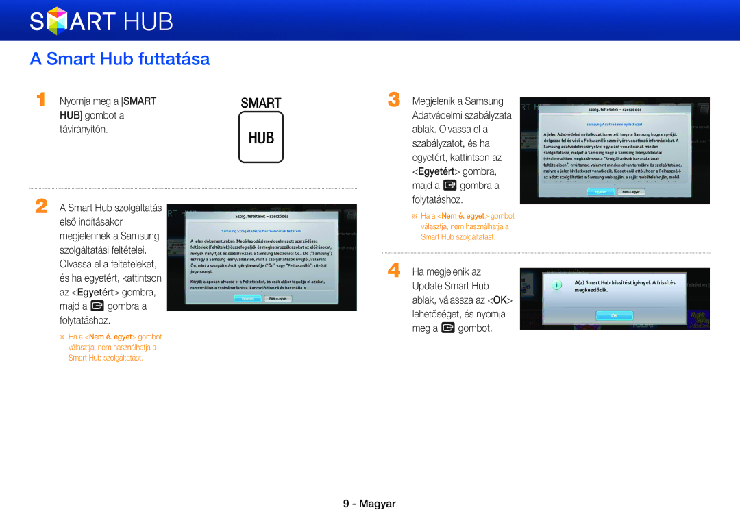 Samsung BD-ES5000/EN, BD-E5500/EN, BD-E5500/XE manual Smart Hub futtatása, Nyomja meg a Smart HUB gombot a távirányítón 