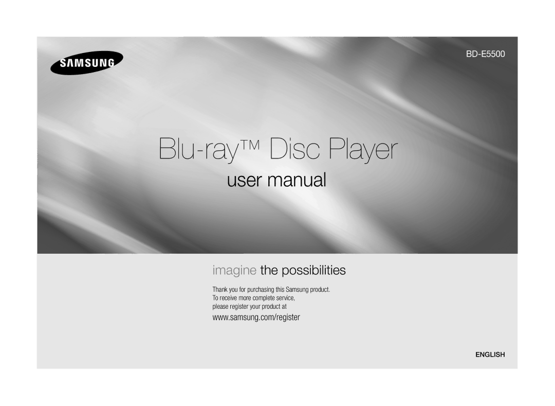 Samsung BD-E5500/SQ manual Blu-rayDisc Player 