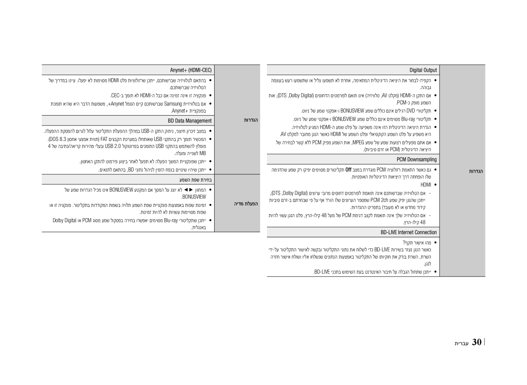 Samsung BD-E5500/SQ Anynet+‎תייצקנופב תורדגה BD Data Management, תונימז תויהל אל תויושע תומייוסמ תופש, Pcm-כ קפומ עמשה 