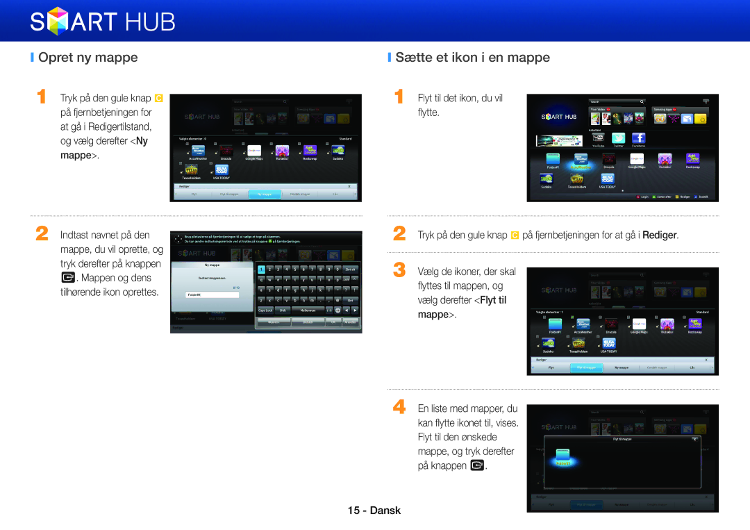 Samsung BD-E5500/XE, BD-ES5000/XE, BD-ES7000/XE manual Opret ny mappe, Sætte et ikon i en mappe 