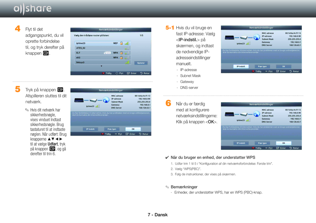 Samsung BD-ES5000/XE, BD-E5500/XE, BD-ES7000/XE manual Flyt til det, Netværk 