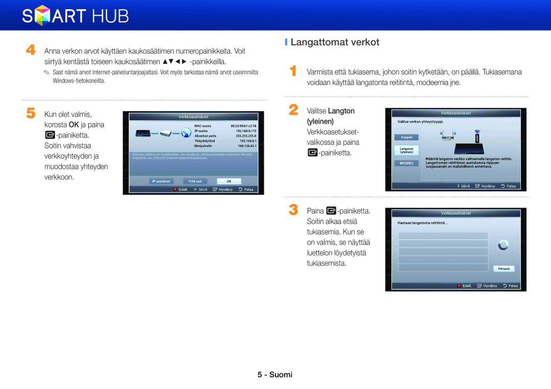 Samsung BD-ES7000/XE, BD-E5500/XE, BD-ES5000/XE manual Langattomat verkot 