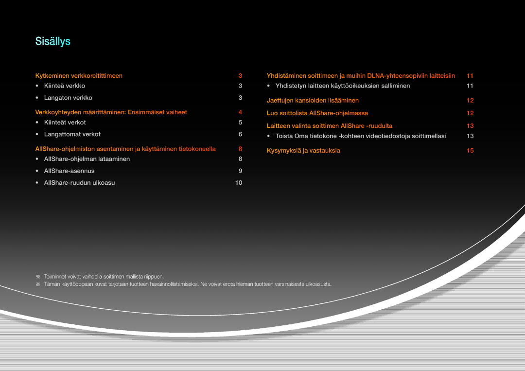 Samsung BD-ES7000/XE, BD-E5500/XE, BD-ES5000/XE manual Sisällys 