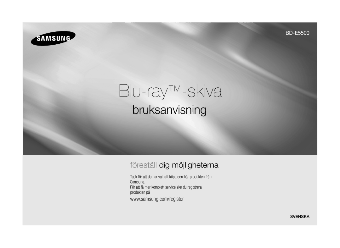 Samsung BD-E5500/XE manual Blu-ray-skiva 