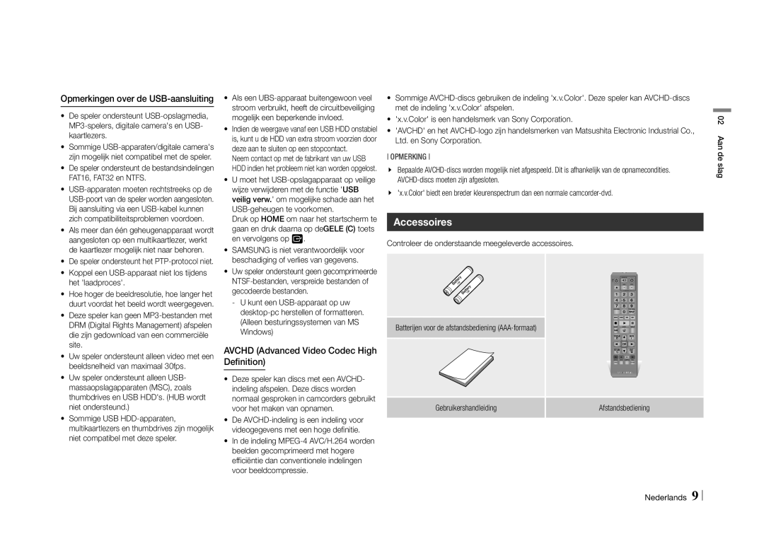 Samsung BD-E5500/XE, BD-E5500/XN, BD-E5500/EN, BD-E5500/TK, BD-E5500/ZF manual Opmerkingen over de USB-aansluiting 