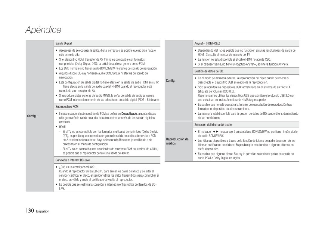 Samsung BD-E5500/ZF Conexión a Internet BD-Live ¿Qué es un certificado válido?, Gestión de datos de BD, De las condiciones 