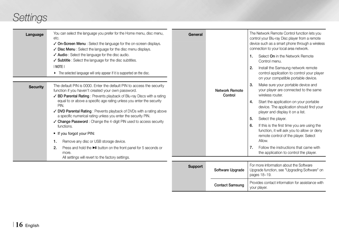 Samsung BD-E5700/ZA user manual Pin 