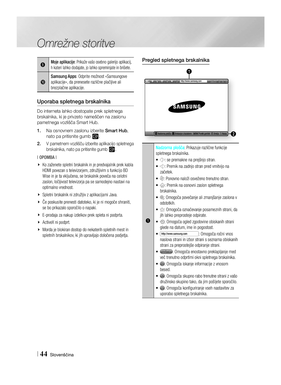 Samsung BD-E6100/EN Uporaba spletnega brskalnika, Pregled spletnega brskalnika, Omogoča iskanje informacije z vnosom besed 