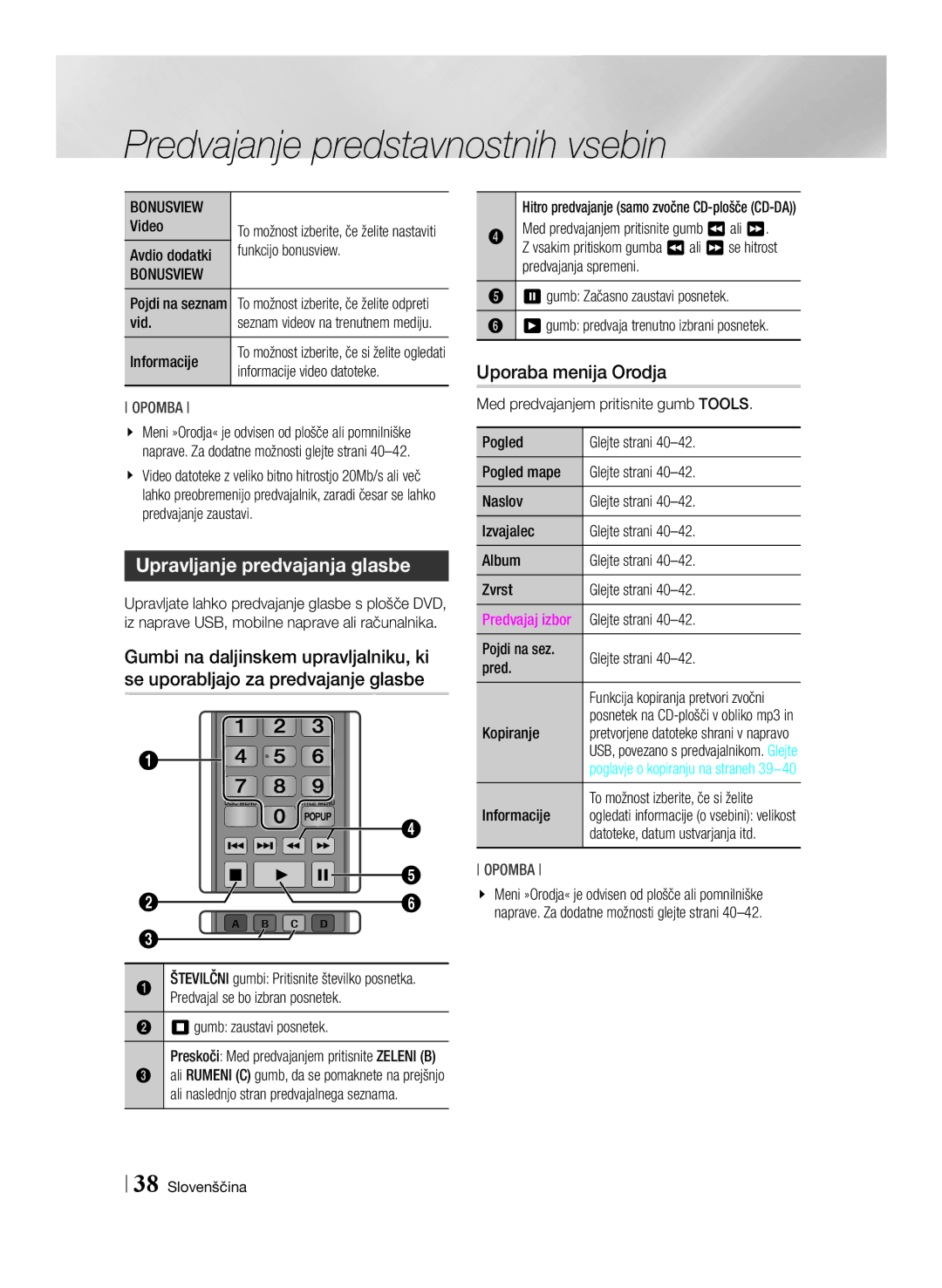 Samsung BD-E6100/EN, BD-E6100/XE manual Upravljanje predvajanja glasbe 