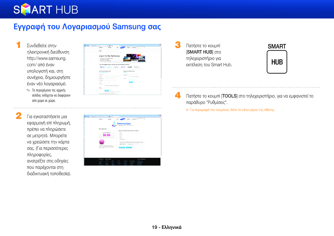 Samsung BD-E8500/EN, BD-E6100/EN, BD-E8300/EN manual Εγγραφή του Λογαριασμού Samsung σας, Πατήστε το κουμπί 