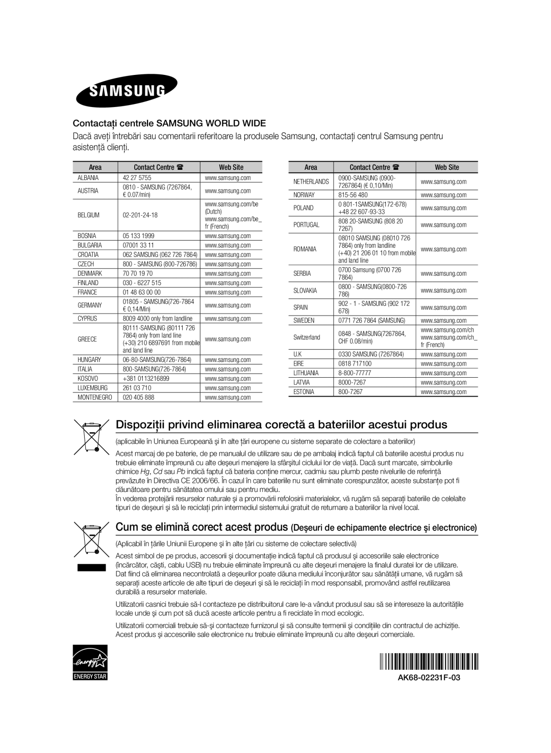 Samsung BD-E6100/EN manual Area 