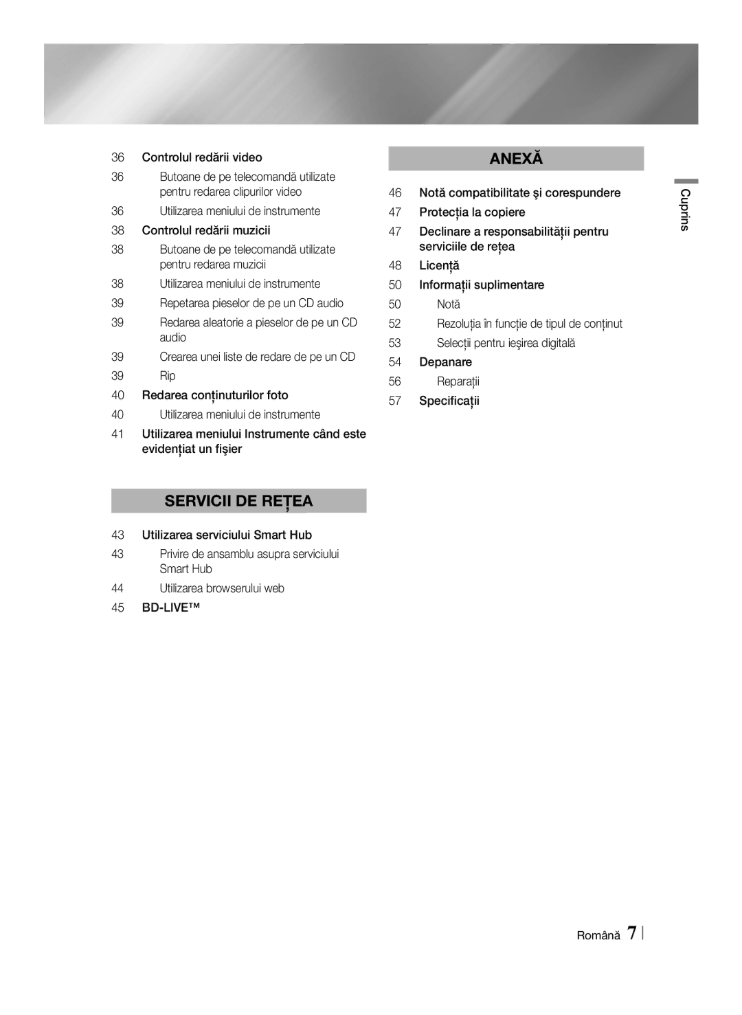 Samsung BD-E6100/EN manual Controlul redării video, Cuprins Română 