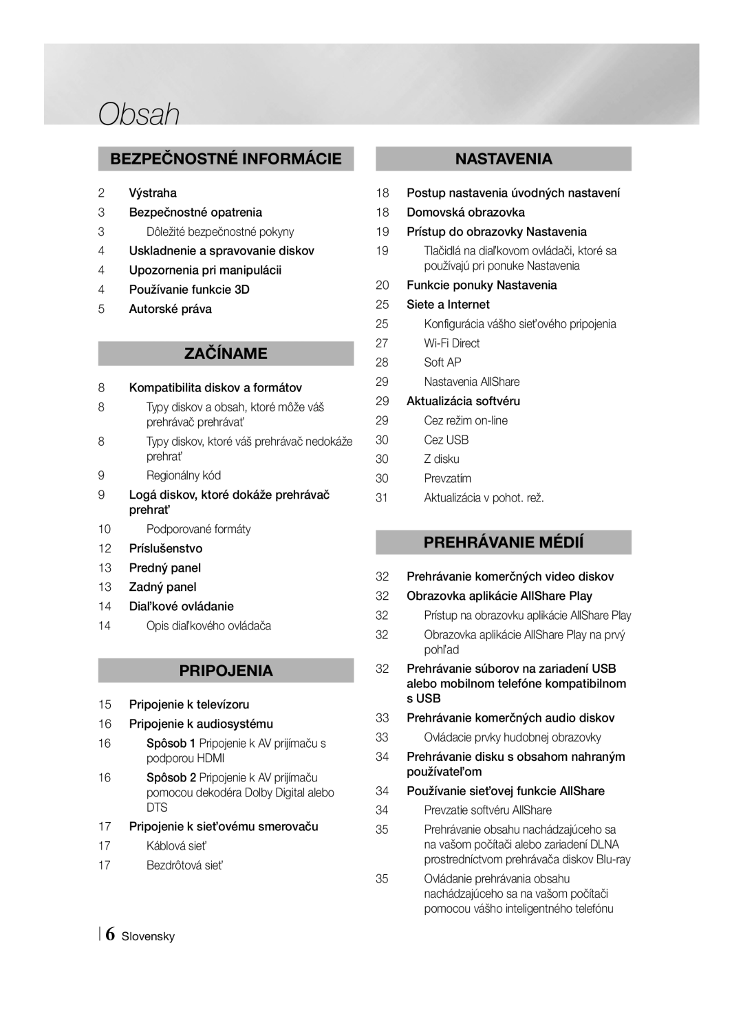 Samsung BD-E6100/EN manual Dts, Prevzatím Aktualizácia v pohot. rež 