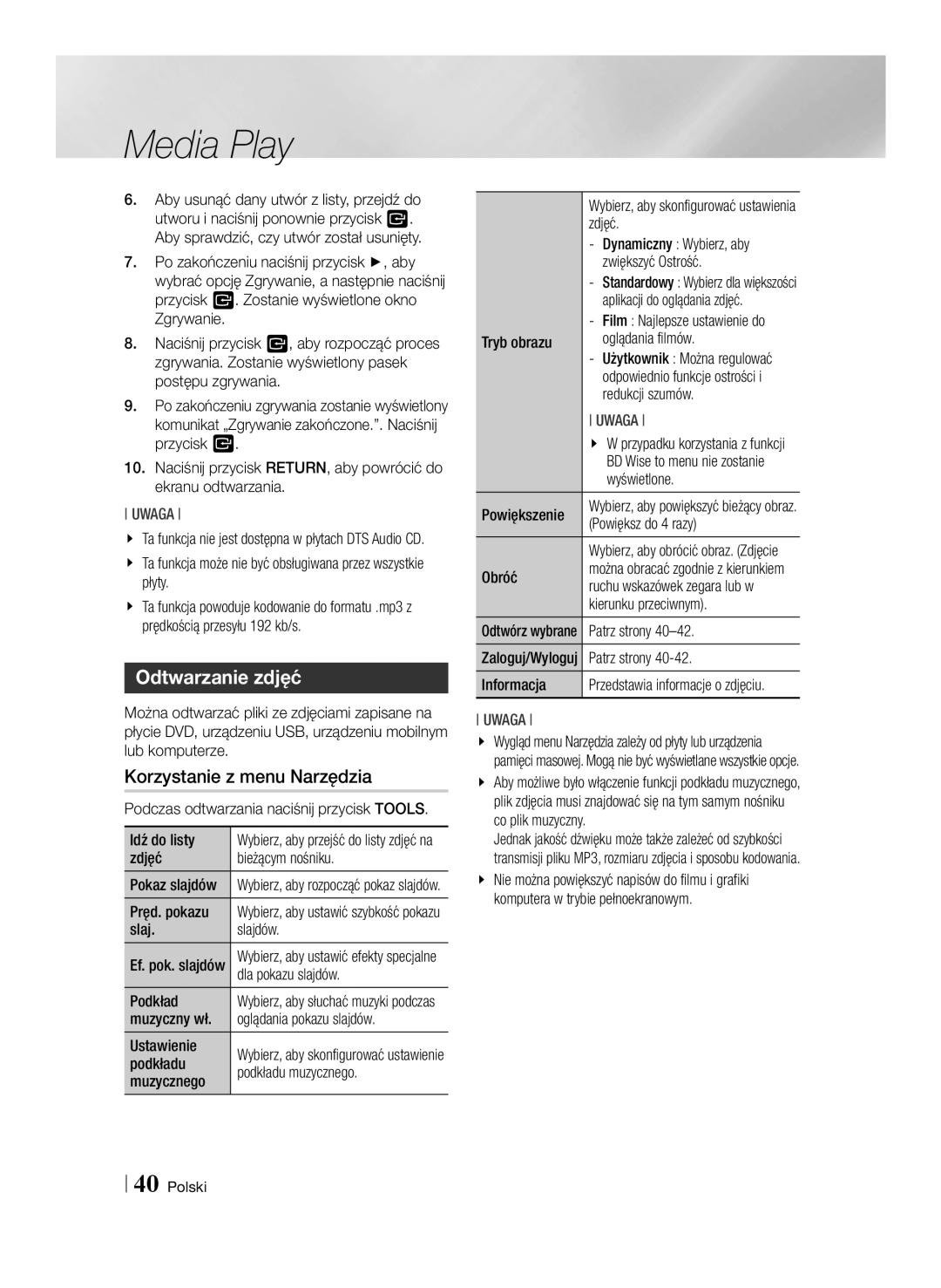 Samsung BD-E6100/EN manual Odtwarzanie zdjęć 