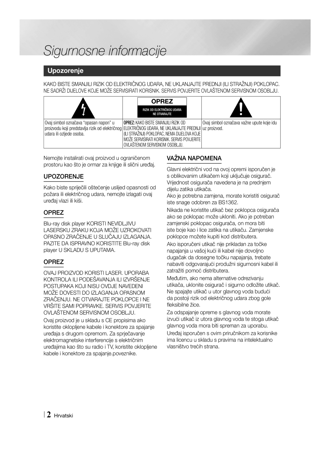 Samsung BD-E6100/EN manual Uz proizvod 