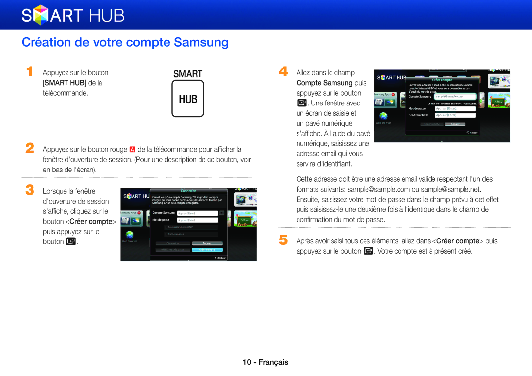 Samsung BD-E8500/ZF, BD-E6100/ZF, BD-E8900/ZF, BD-E8300/ZF manual Création de votre compte Samsung 